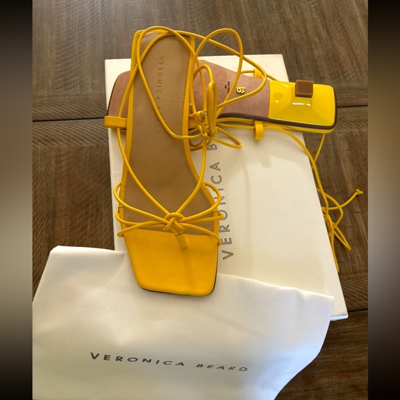 Veronica Beard Foley Ankle Tie Sandal Color Pineapple - Picture 11 of 12